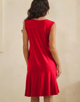 Easy Days Split Neck Flounce Dress