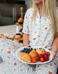 Blue Breakfast - Short Sleeve + Pant Pajama Set - My Pampered Life Seattle