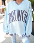 Brunch - Blue Vintage V-Neck Sweatshirt - My Pampered Life Seattle