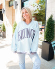 Brunch - Blue Vintage V-Neck Sweatshirt - My Pampered Life Seattle