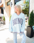 Brunch - Blue Vintage V-Neck Sweatshirt - My Pampered Life Seattle