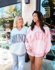 Latte - Pink Vintage V-Neck Sweatshirt