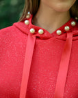 JOH | Francine Stretch French Scuba Pearl Hoodie with Glitter