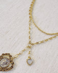 Double Chain Heart Pendant Necklace – Layered Gold Links with Vintage-Style Charm