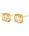 Bezel Diamond Stud Earrings - WATERPROOF