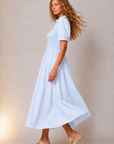 Jenna Smocked Collared Dress in Blue