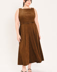 Flying Tomato | Tobacco Faux Suede Midi Dress