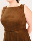 Flying Tomato | Tobacco Faux Suede Midi Dress
