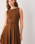 Flying Tomato | Tobacco Faux Suede Midi Dress