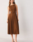 Flying Tomato | Tobacco Faux Suede Midi Dress