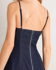 Raw Elegance Denim Midi Dress