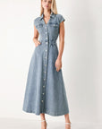 Classic Flow Denim Midi Dress