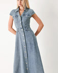 Classic Flow Denim Midi Dress