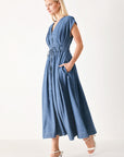 Midnight Flow Denim Midi Dress