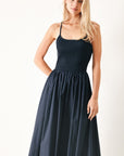 Easy Breeze Navy Woven Midi Dress