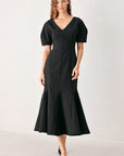 Flying Tomato Soiree Puff Woven Midi Dress