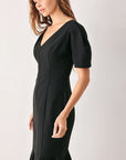 Flying Tomato Soiree Puff Woven Midi Dress