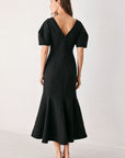 Flying Tomato Soiree Puff Woven Midi Dress