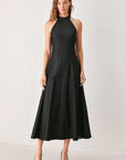 Flying Tomato After Dark Halter Denim Midi Dress