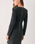 Flying Tomato Midnight Studded Denim Mini Dress