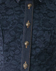 Flying Tomato | Navy Lace Denim Midi Dress