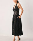 Flying Tomato | Black Lace Halter Midi Dress