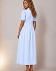 Jenna Smocked Collared Dress in Blue
