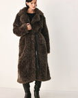 Flying Tomato | Cozy in the City Belted Faux-Fur Midi Coat