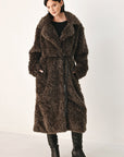 Flying Tomato | Cozy in the City Belted Faux-Fur Midi Coat