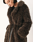 Flying Tomato | Cozy in the City Belted Faux-Fur Midi Coat