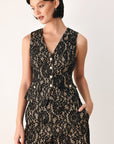 Flying Tomato Lace Theory Black and Camel Lace Vest