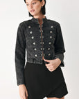Flying Tomato | City Limits Black Denim Military Jacket