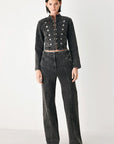 Flying Tomato | City Limits Black Denim Military Jacket
