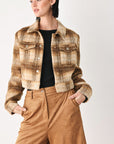 Flying Tomato | Autumn in Aspen Camel Plaid Cropped Jacket