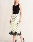 Paris Polka Woven Midi Pencil Skirt