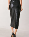 Port Wine High-Rise Faux Leather Midi Skirt