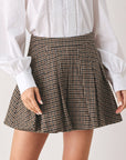 Flying Tomato | Brown Houndstooth Pleated Skort
