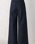 Flying Tomato Indigo Icon Button Detail Wide Leg Jeans