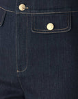 Flying Tomato Indigo Icon Button Detail Wide Leg Jeans