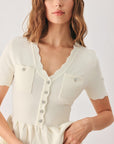 Flying Tomato | Camille Cream Peplum Cardigan