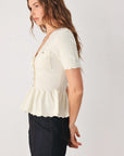 Flying Tomato | Camille Cream Peplum Cardigan