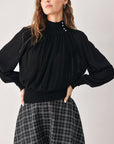 Flying Tomato Pearl-Button Draped Sweater