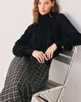Flying Tomato Pearl-Button Draped Sweater