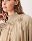 Flying Tomato Pearl-Button Draped Sweater