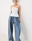 Beach Club Woven Strapless Top