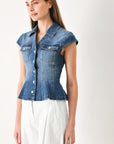 Lovely Collar Denim Top