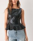 Port Wine Faux Leather Peplum Top
