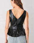 Port Wine Faux Leather Peplum Top