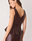Port Wine Faux Leather Peplum Top
