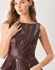 Port Wine Faux Leather Peplum Top